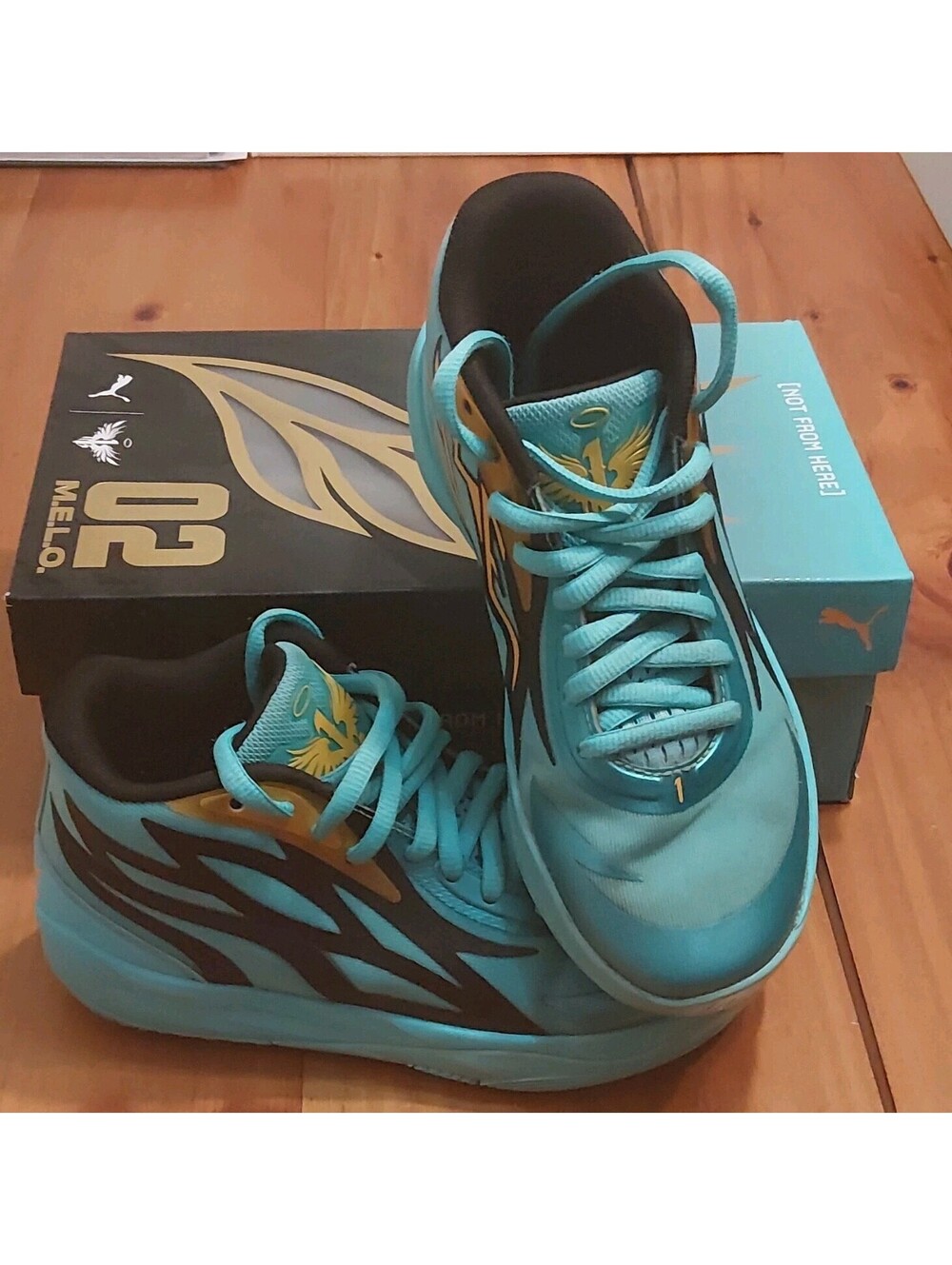 PUMA MB.02 JR Elektra Aqua Unisex Kids US 4.5 Mid Top Lace Up 377616 01